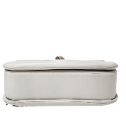 Pre Owned Gucci White Leather Large New Bamboo Tassel Top Handle Bag