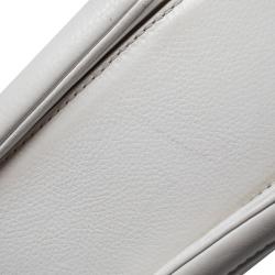 Pre Owned Gucci White Leather Large New Bamboo Tassel Top Handle Bag