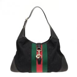Gucci Jackie Hobo Jackie-o Monogram 872553 Black Gg Canvas Shoulder Bag, Gucci