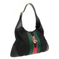 Pre Owned Gucci Black Monogram Jackie O Bouvier Hobo