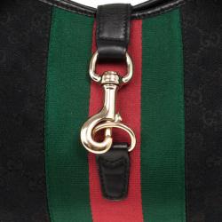 Pre Owned Gucci Black Monogram Jackie O Bouvier Hobo