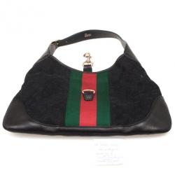 Pre Owned Gucci Black Monogram Jackie O Bouvier Hobo