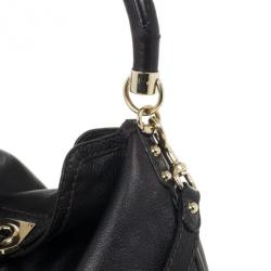 Pre Owned Gucci Black Leather Large Indy Top Handle Bag