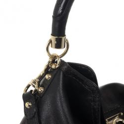 Pre Owned Gucci Black Leather Large Indy Top Handle Bag