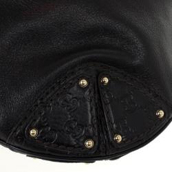 Pre Owned Gucci Black Leather Large Indy Top Handle Bag