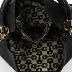 Pre Owned Gucci Black Leather Large Indy Top Handle Bag