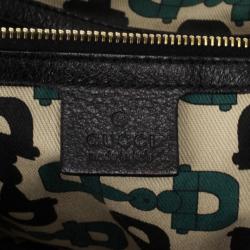 Pre Owned Gucci Black Leather Large Indy Top Handle Bag