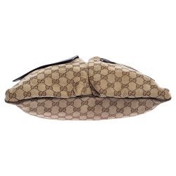 Pre Owned Gucci Beige/Brown GG Canvas and Leather Messenger Bag