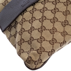 Pre Owned Gucci Beige/Brown GG Canvas and Leather Messenger Bag