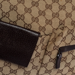 Pre Owned Gucci Beige/Brown GG Canvas and Leather Messenger Bag
