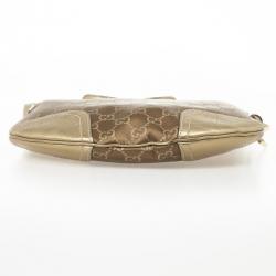 Pre Owned Gucci Bronze Satin & Leather Monogram 'Princy' Small Hobo