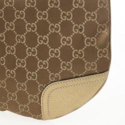 Pre Owned Gucci Bronze Satin & Leather Monogram 'Princy' Small Hobo