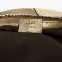 Pre Owned Gucci Bronze Satin & Leather Monogram 'Princy' Small Hobo