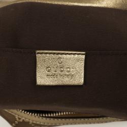 Pre Owned Gucci Bronze Satin & Leather Monogram 'Princy' Small Hobo