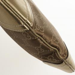 Pre Owned Gucci Bronze Satin & Leather Monogram 'Princy' Small Hobo