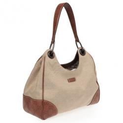 Pre Owned Gucci Canvas Hobo with Guccissima Leather Trim