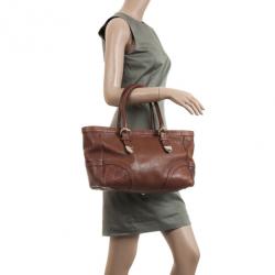 مملوكة مسبقًا Gucci Brown Leather Signora Medium Tote