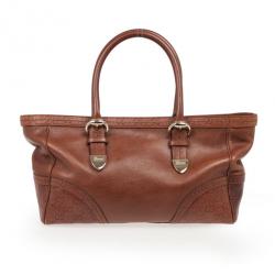 مملوكة مسبقًا Gucci Brown Leather Signora Medium Tote