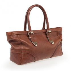 مملوكة مسبقًا Gucci Brown Leather Signora Medium Tote