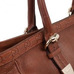 مملوكة مسبقًا Gucci Brown Leather Signora Medium Tote