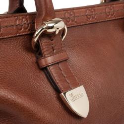 مملوكة مسبقًا Gucci Brown Leather Signora Medium Tote