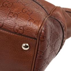 مملوكة مسبقًا Gucci Brown Leather Signora Medium Tote