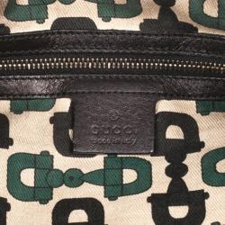 Pre Owned Gucci Black Leather Large Babouska Indy Top Handle Bag