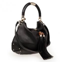 Pre Owned Gucci Black Leather Large Babouska Indy Top Handle Bag