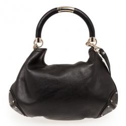 Pre Owned Gucci Black Leather Large Babouska Indy Top Handle Bag