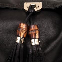 Pre Owned Gucci Black Leather Large Babouska Indy Top Handle Bag