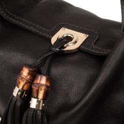 Pre Owned Gucci Black Leather Large Babouska Indy Top Handle Bag