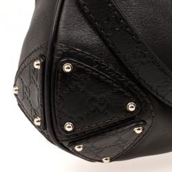 Pre Owned Gucci Black Leather Large Babouska Indy Top Handle Bag