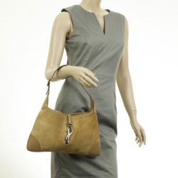 مملوكة مسبقًا Gucci Beige Suede Large Jackie O Shoulder Bag