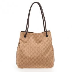 مملوكة مسبقًا Gucci Light Brown Denim GG Tote