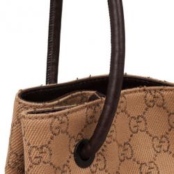 مملوكة مسبقًا Gucci Light Brown Denim GG Tote