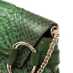مملوكة مسبقًا Gucci Green Python Horsebit Evening Bag