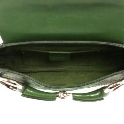 مملوكة مسبقًا Gucci Green Python Horsebit Evening Bag