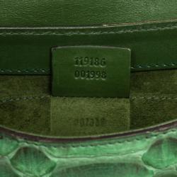 مملوكة مسبقًا Gucci Green Python Horsebit Evening Bag