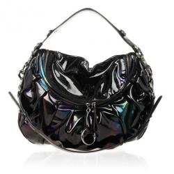 Pre Owned Gucci Black Iridescent Leather Icon Bit Medium Hobo