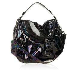 Pre Owned Gucci Black Iridescent Leather Icon Bit Medium Hobo