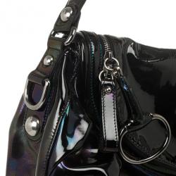 Pre Owned Gucci Black Iridescent Leather Icon Bit Medium Hobo