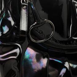 Pre Owned Gucci Black Iridescent Leather Icon Bit Medium Hobo