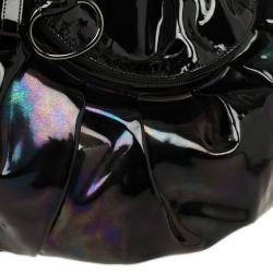 Pre Owned Gucci Black Iridescent Leather Icon Bit Medium Hobo