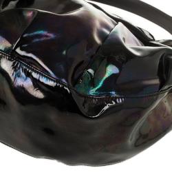 Pre Owned Gucci Black Iridescent Leather Icon Bit Medium Hobo