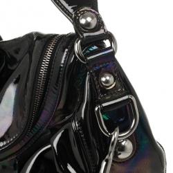 Pre Owned Gucci Black Iridescent Leather Icon Bit Medium Hobo