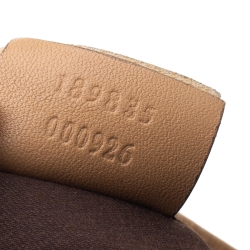 Pre Owned Gucci Beige/Tan GG Canvas and Leather D Ring Hobo