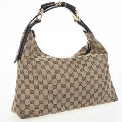 Pre Owned Gucci Monogram Horsebit Hobo Bag