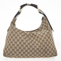 Pre Owned Gucci Monogram Horsebit Hobo Bag