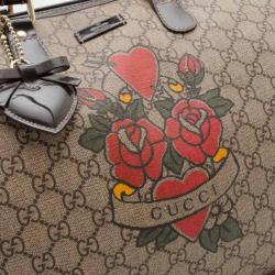 مملوكة مسبقًا Gucci GG Plus Tattoo Hearts And Roses Large 'Joy' Boston Satchel  