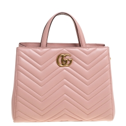Gg marmont chain leather tote Gucci Pink in Leather - 25087066